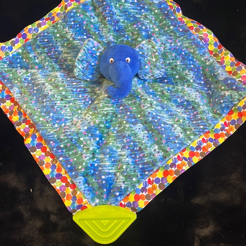 Eric Carle Security Blanket Lovey Blue Elephant Rattle Teether